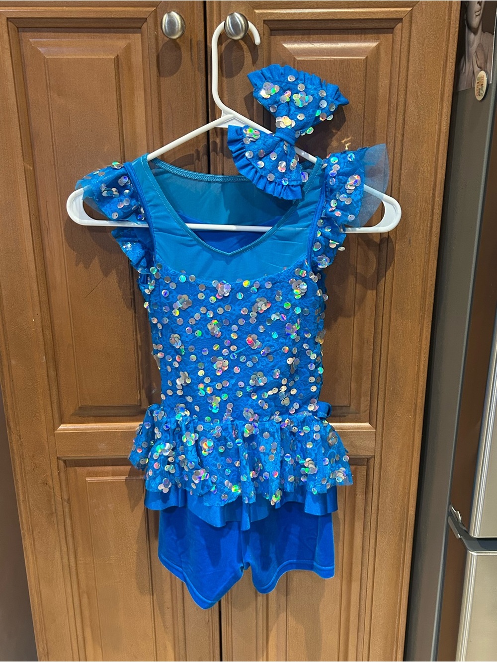 Weissman Costume- Blue Sparkles- Size MC w/bow